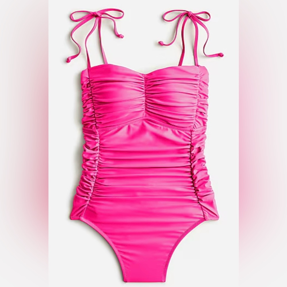 JCREW Ruched tie-shoulder one-piece